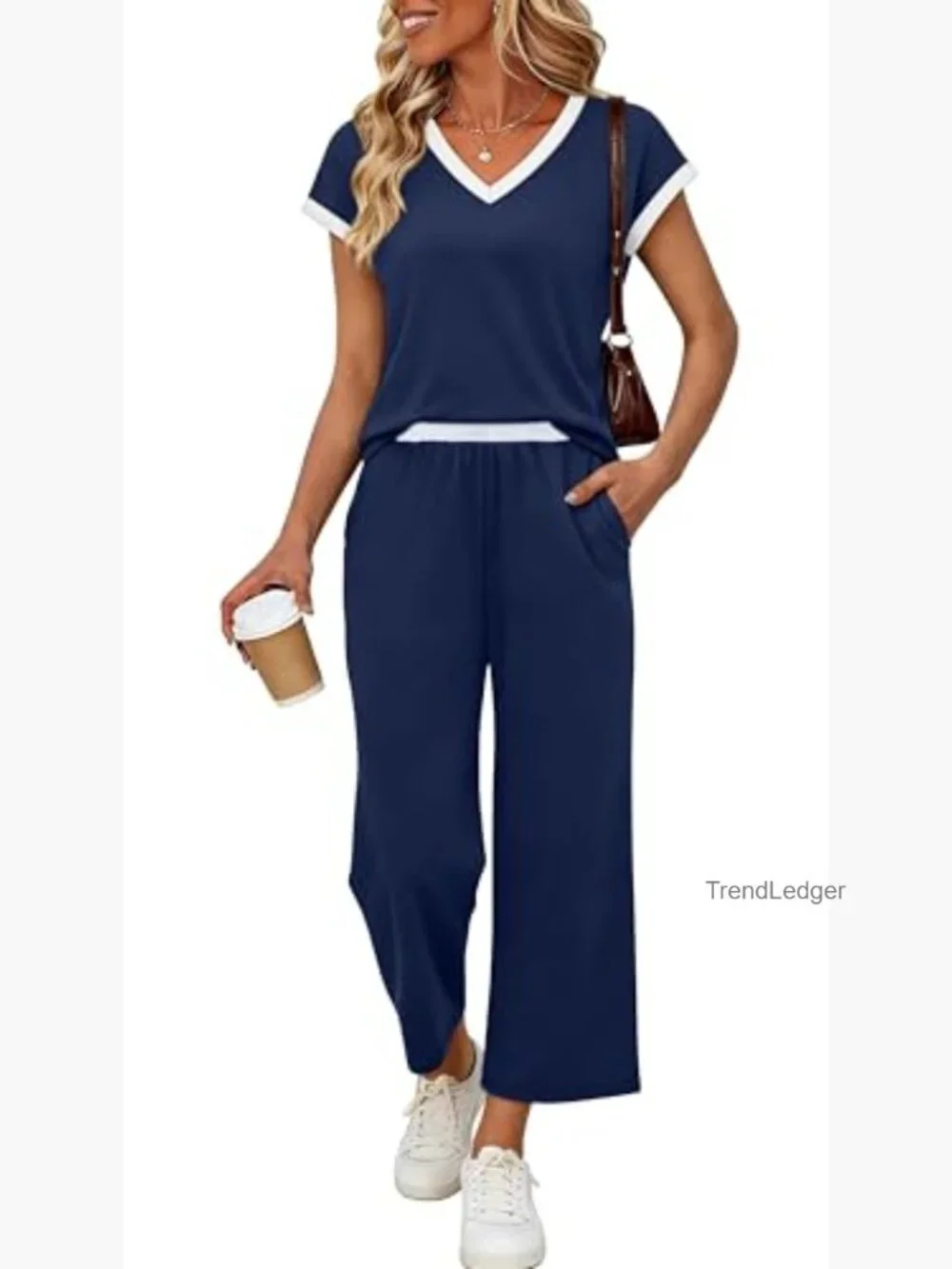 Two Piece Lounge Set Matching Outfit with Wide Leg Pants